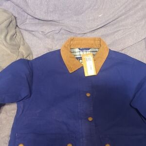 Eddie Bauer Royal Blue Jacket with Tan Corduroy Collar